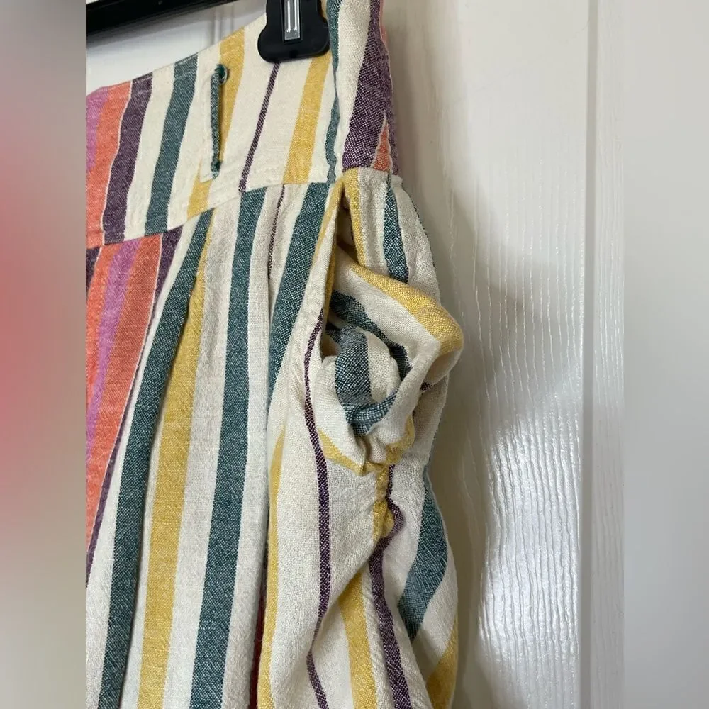 BP. Linen blend high waist striped shorts size M
